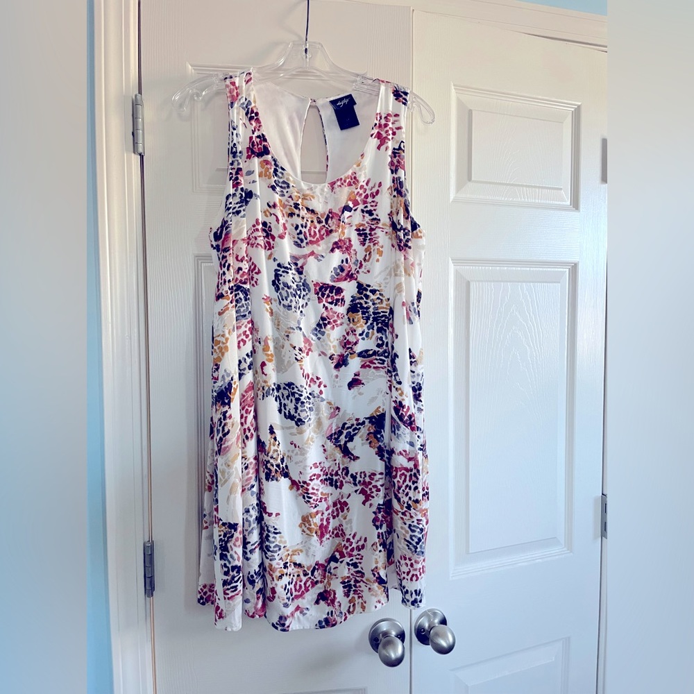 Daytrip A-line swing dress, knee length on 5’3” person.